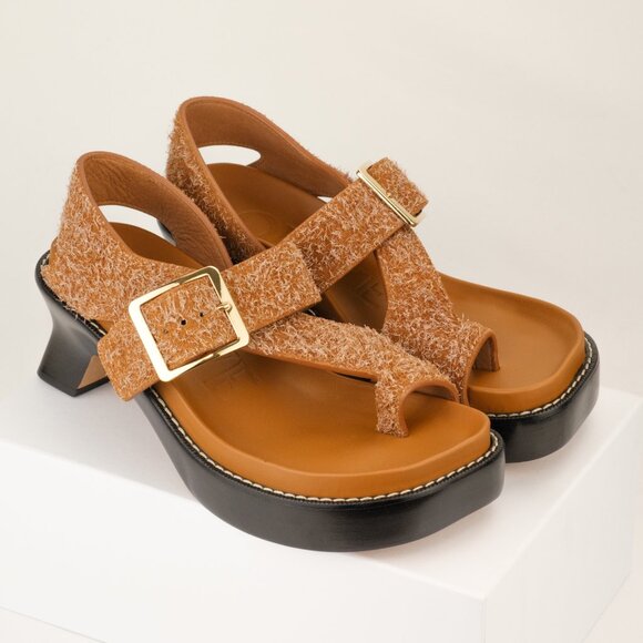 Loewe 70mm ‘Ease’ Platform Sandals, Brushed Suede, Tan, EU 38 - Picture 2 of 11